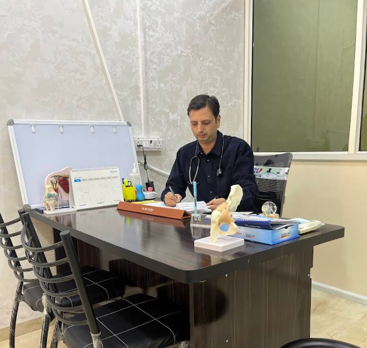 Dr. Rakesh Gupta's consultation room at Shree Ganesh Medicos, Indore